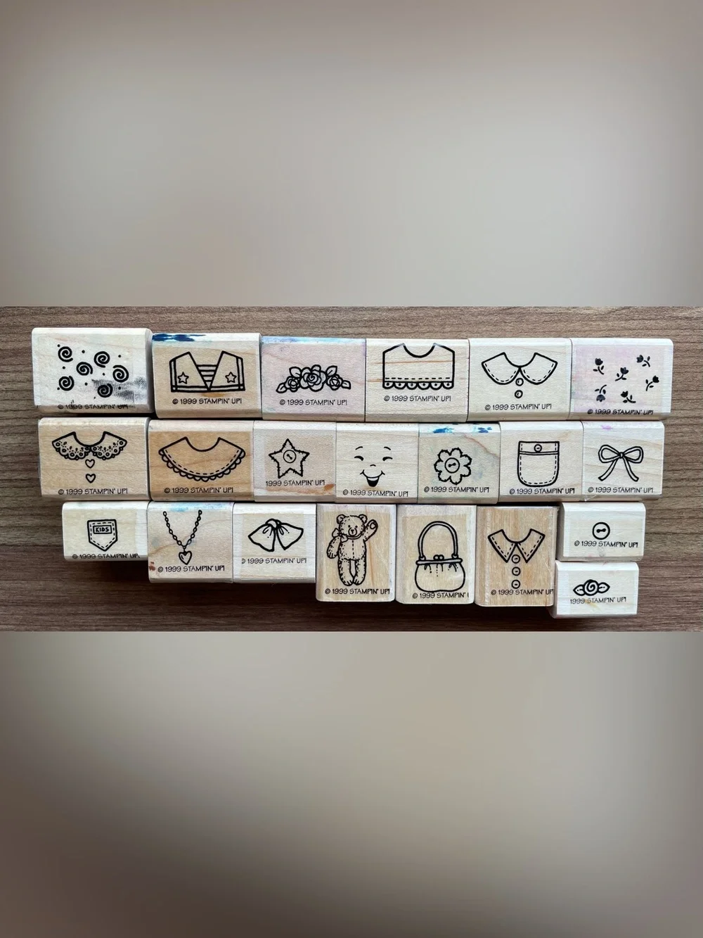 Vintage Wood Stamp Lot - Stampin Up JRL Dress Up Baby Clothing